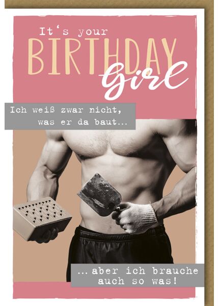 Geburtstagskarte für Frauen It's your Birthday Girl Ziegel