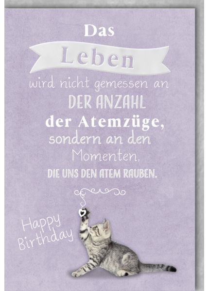 Geburtstagskarte Spruch niedlich spielende Katze