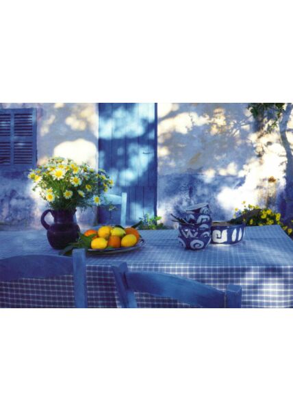 Postkarte blanko Garten: Blue Still-Life
