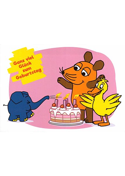 Maus-Postkarte Ganz viel Glück zum Geburtstag