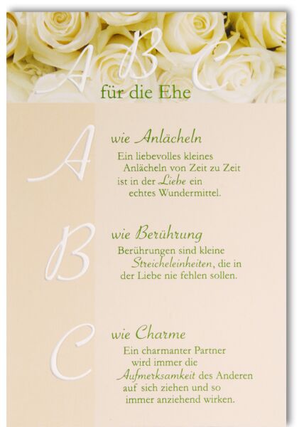 Glückwunschkarte Hochzeit ABC