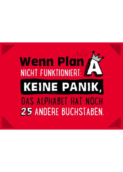 Postkarte Sprüche Wenn Plan nicht funktioniert: keine Panik