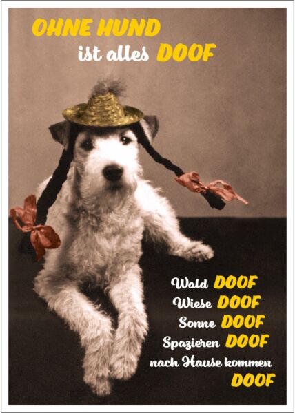 Postkarte Spruch lustig Ohne Hund ist alles doof Wald doof
