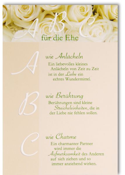 Glückwunschkarte Hochzeit ABC