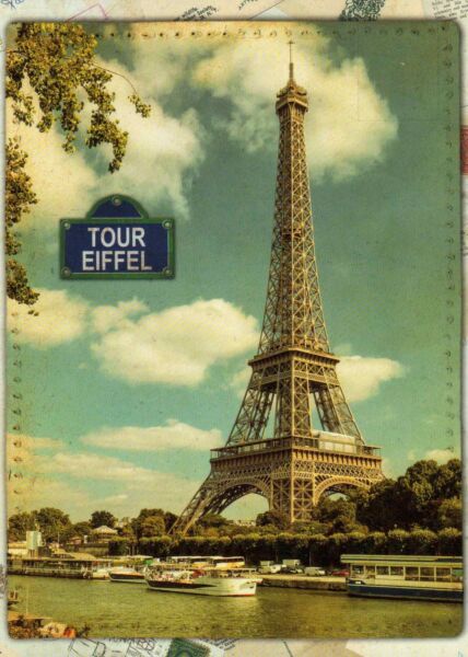 Postkarte Retromotiv Ansichtskarte Souvenirs der Paris - Tour Eiffel