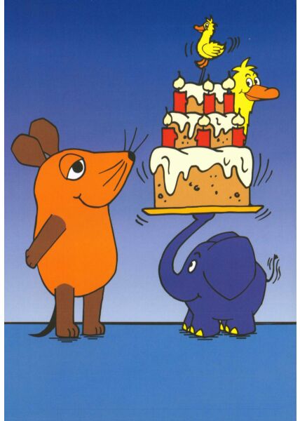 Maus-Postkarte Geburtstagstorte