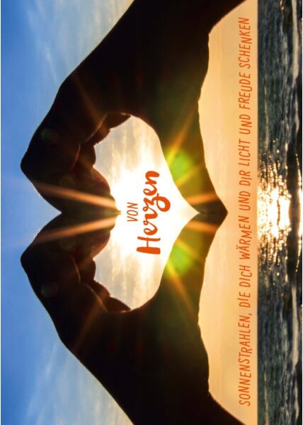 Postkarte Liebe Spruch von Herzen Sonnenstrahlen, die dich wärmen und dir Licht und Freude schenken