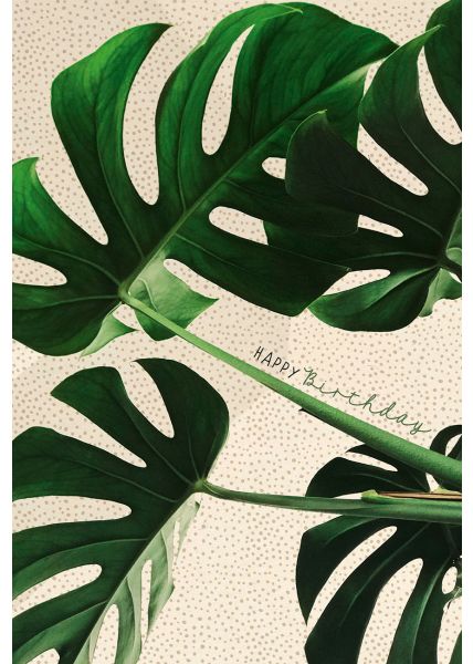 Postkarte Geburtstag Blätter, Zuckerrohrpapier