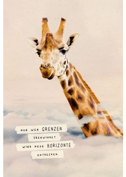 Postkarte Lebensweisheit Grenzen Giraffe, Zuckerrohrpapier