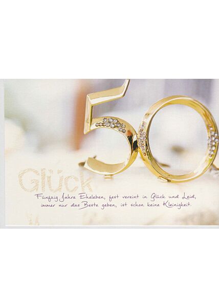 Glückwunschkarte Goldhochzeit fünfzig Jahre Eheleben