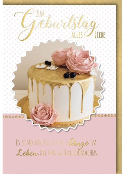 Geburtstagskarte hochwertig Torte mit Dekorrosen