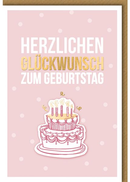 Geburtstagskarte für Frauen Torte rosa/gold