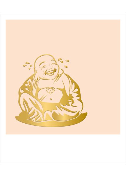 Postkarte Blanko lachender Buddha, Goldfolie