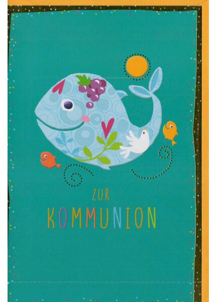 Glückwunschkarte Kommunion liebevoll Fisch