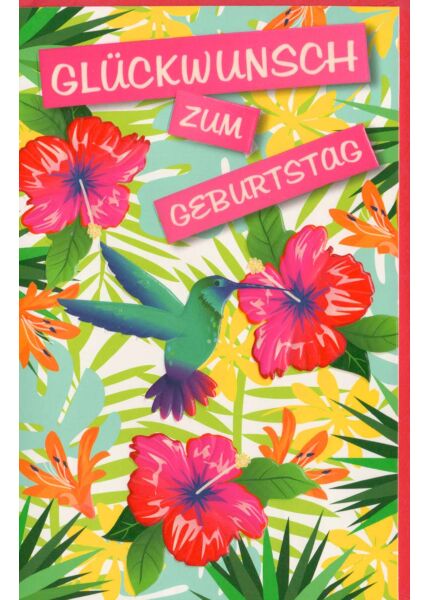 Geburtstagskarte Vögel Blumen bunt