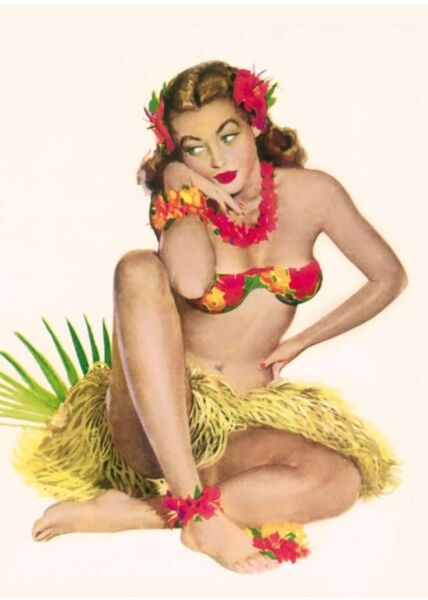 Postkarte blanko Hawaii: Pin Up