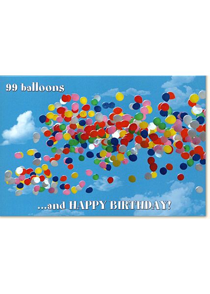 Glückwunschkarte Geburtstag englisch 99 balloons and happy birthday