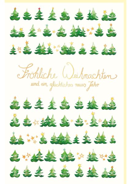 Weihnachtsgrußkarte Naturkarton Wald mit Tannenbäumen