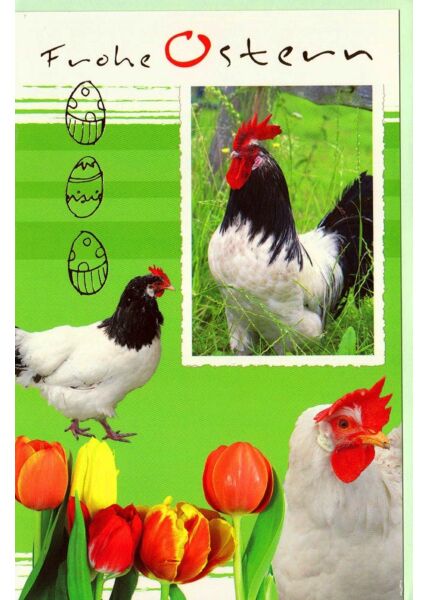 Grußkarte Ostern Frohe Ostern Hühner