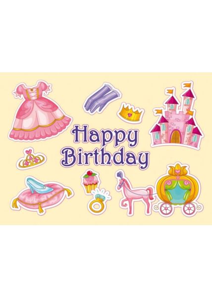 Geburtstagspostkarte Kutsche rosa Happy Birthday