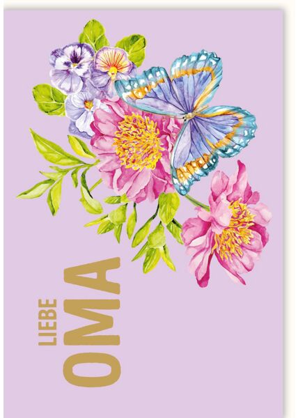 Grußkarte Illustration Schmetterling blau Liebe Oma