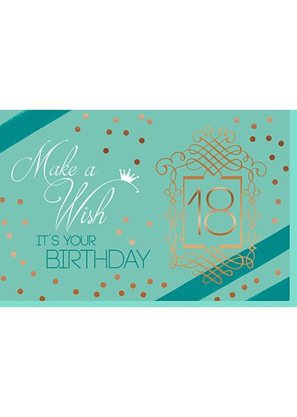 Geburtstagskarte 18 Mann Make a Wish It´s your Birthday 18
