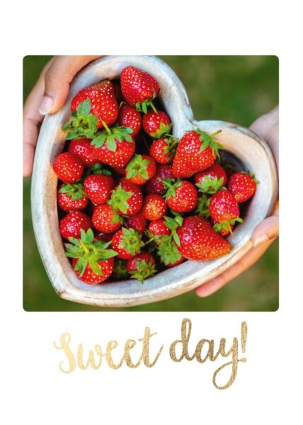 Postkarte Spruch Erdbeeren Sweet Day