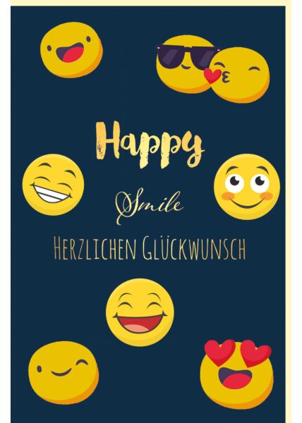 Geburtstagskarte Smileys, mit schimmernden Farbeffekten