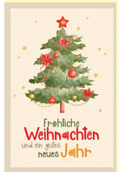 Weihnachtskarte aus Zuckerrohrpapier mit Neonfarben Weihnachtsbaum
