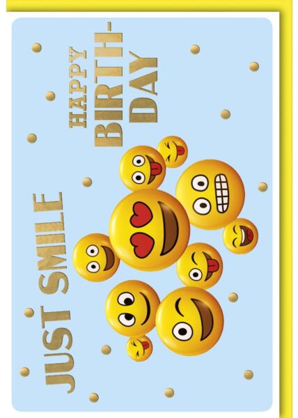 Geburtstagskarte mit Emoji Just Smile
