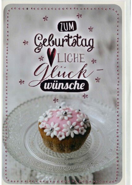 Geburtstagskarte: Cupcake auf Glasteller