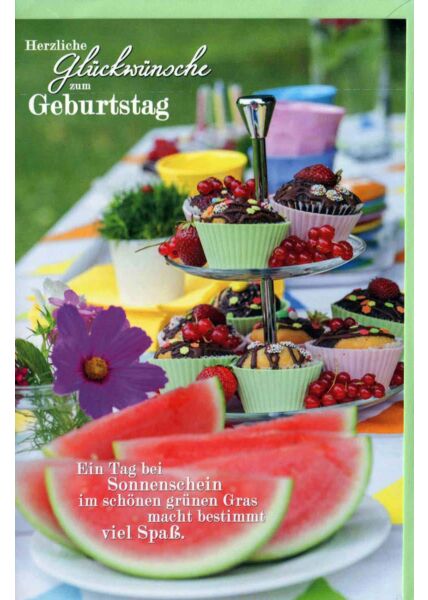 Geburtstagskarte Land Natur: Melonenstücke