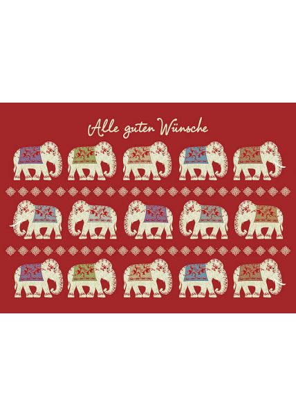 Postkarte Elefanten Spruch Alle guten Wünsche