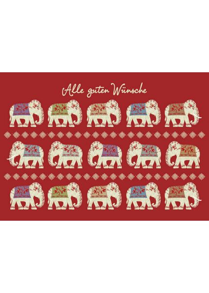 Postkarte Elefanten Spruch Alle guten Wünsche