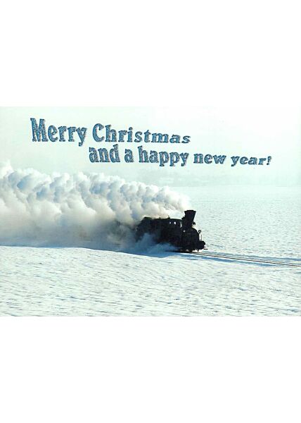 Weihnachtspostkarte Eisenbahn Schnee: merry christmas and...