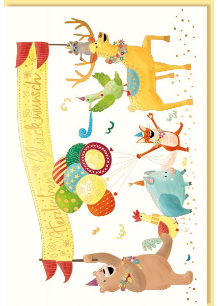 Geburtstagskarte für Kindergeburtstag Motiv Tiere