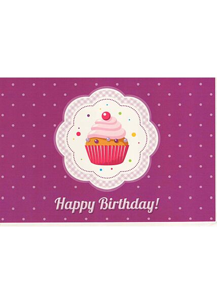 Geburtstagskarte Cupcake lila: Happy Birthday
