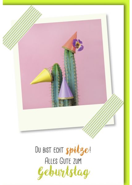Geburtstagskarte lustig Geburtstag - Polaroid mit Kaktus
