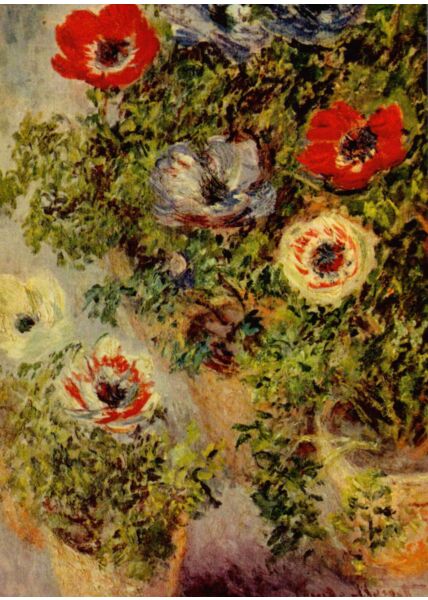 Kunstpostkarte Claude Monet - Anemonen in einer Vase