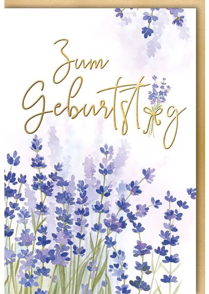 Geburtstagskarte aquarell "Zum Geburtstag" Lavendel