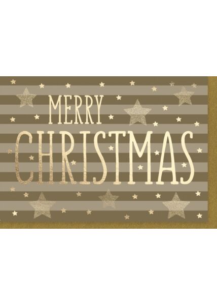 Weihnachtskarte: Merry Christmas Veredelt unter Verwendung von Goldfolie und Glitzer
