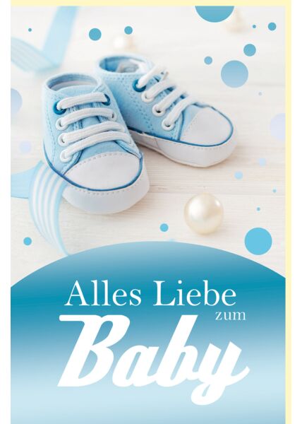 Glückwunschkarte Geburt Babyschuhe, mit schimmerndem Blaueffekt