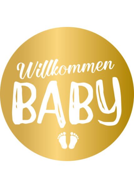 Applikation Willkommen Baby Pappe abgesetzt mit Schaumstoff Klebepad