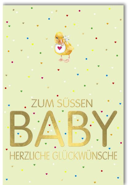Glückwunschkarte Geburt Baby - Küken mit Lätzchen