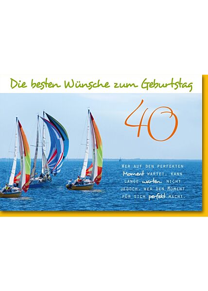 Geburtstagskarte 40. Geburtstag - Segelboote