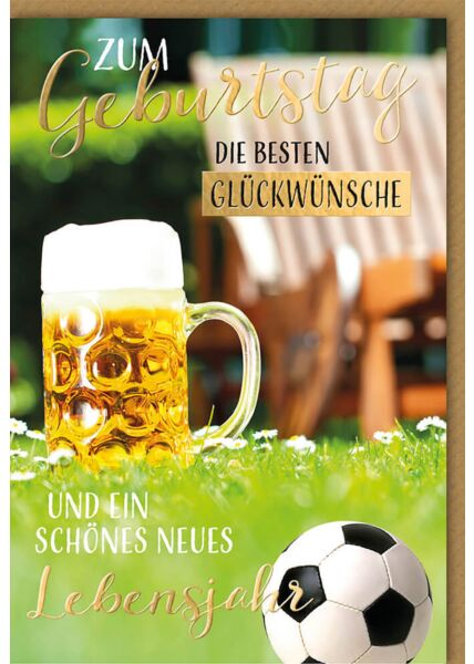 Geburtstagskarte für Männer Bierkrug und Fußball