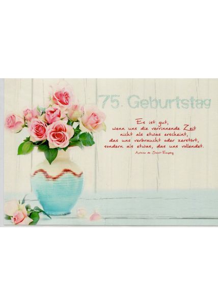 Geburtstagskarte 75 Spruch über Zeit