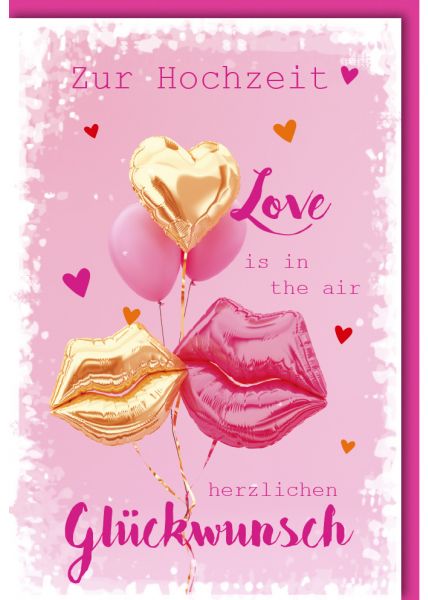 Hochzeitskarte Spruch Luftballon-Lippen