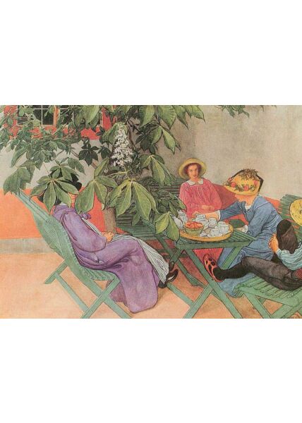 Kunstpostkarte Carl Larsson - Unter dem Kastanienbaum