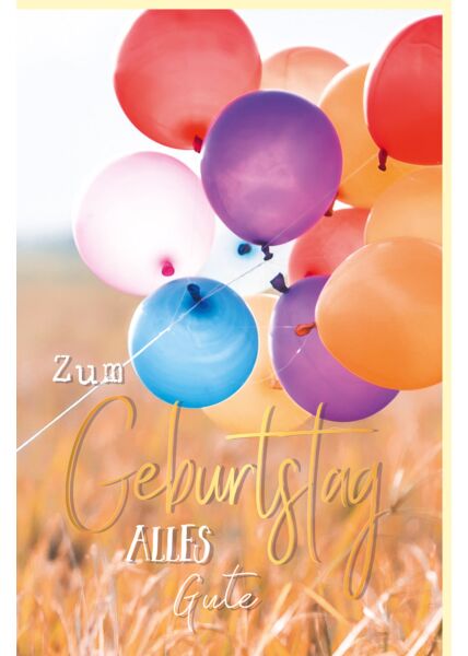 Geburtstagskarte Goldfolie Luftballons bunt